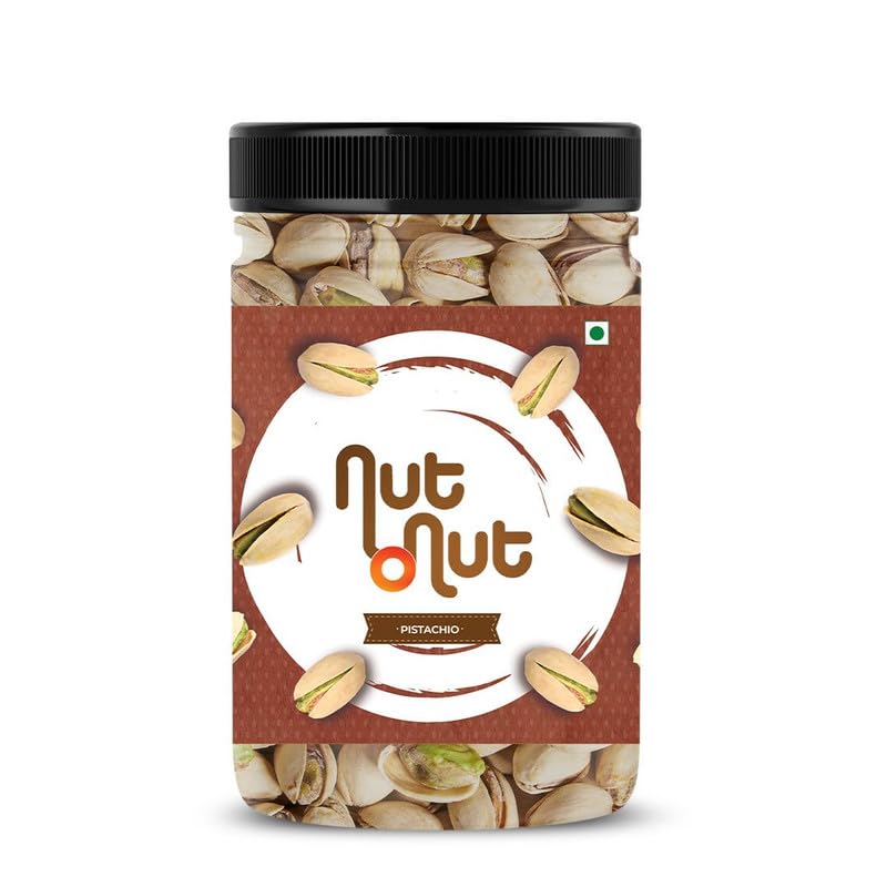 Image of Nut O Nut Dry Fruits American California Roasted & Salted Jumbo Pistachios (Pista) 350gm Jar | Super Crunchy & Delicious Healthy Snack | Immunity Booster | Healthy Snack Option