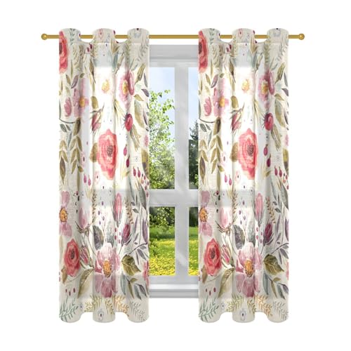 アネモネ 花柄 ピンク ホワイト カーテン アネモネ 花柄 ピンク ホワイト カーテン