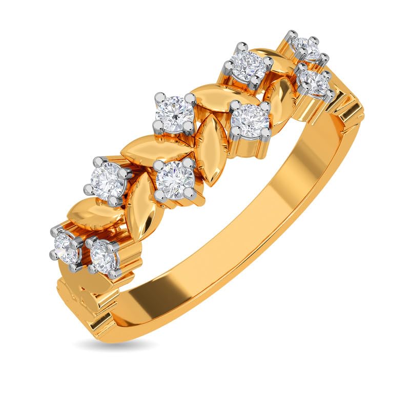Image of KISNA 14k / 18k Real Gold & Diamond Ring | Diwali, Rakhi Rakshabandhan Gift for Sister /Bhabhi /Women | With Certificate of Authenticity & BIS-Hallmarked Gold Jewellery | Justine Ring