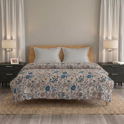 Image of Trance Home Linen 100% Cotton Printed Zippered ONLY Duvet Cover /Blanket Cover /Quilt Cover | Comforter Cover /Razai Cover | King Size with (102 x 110 Inch | Kalamkari Teal)
