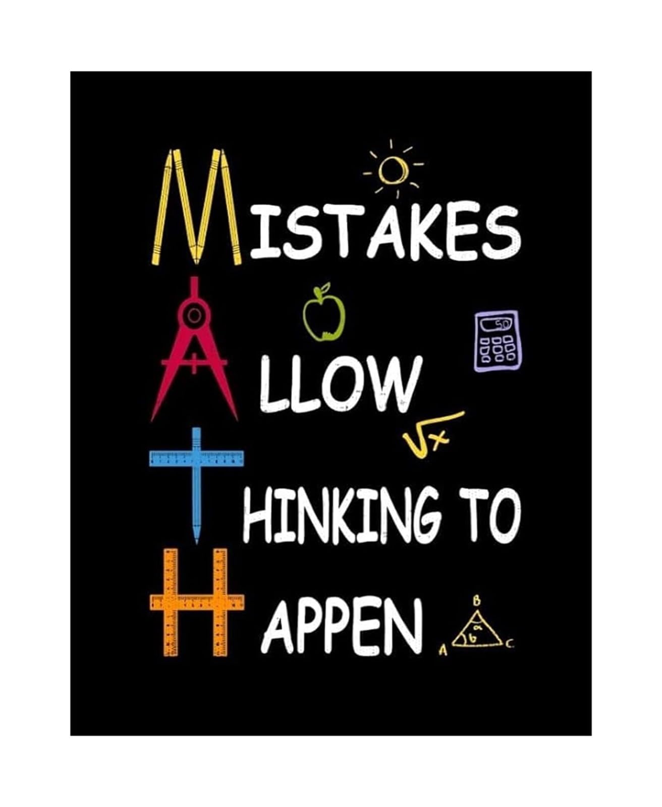 EKFBQBGW Mistakes Allow Thinking to Happen Math Poster Growth Mindset Canvas Wall-Art for School Homeschool Decor Unframed,16x24inch(40x60cm)