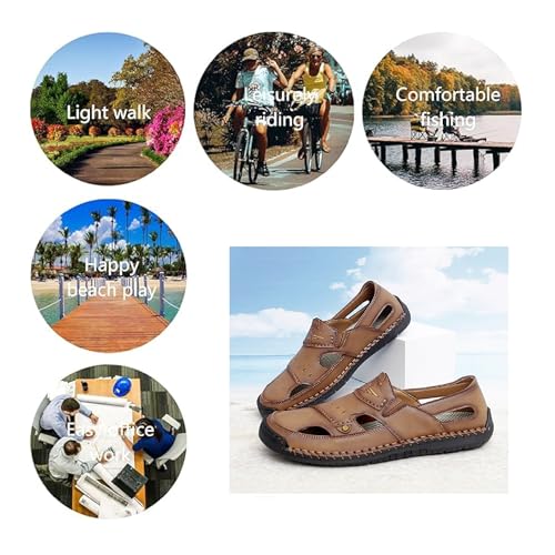 Asifn Mens Leather Sandals Lightweight Comfortable Fisherman Shoes Summer Outdoor Beach Hiking Casual Sports4