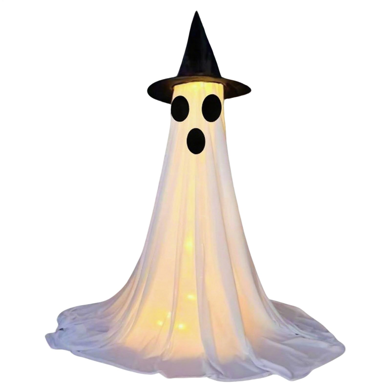 Fantôme Lumineux Halloween Extérieur avec Lumières Télécommandées et Chapeau
