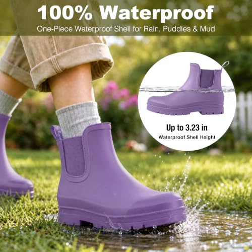Image of planone Fashion Short Rain Boots for Women Waterproof Chelsea Ankle Boots