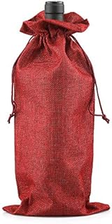 jijAcraft 12PCS Burlap Wine Bags, 36X16CM Red Jute Bottle Gift Bags with Drawstring for Party Favours(for 750ML Wine Bottle)