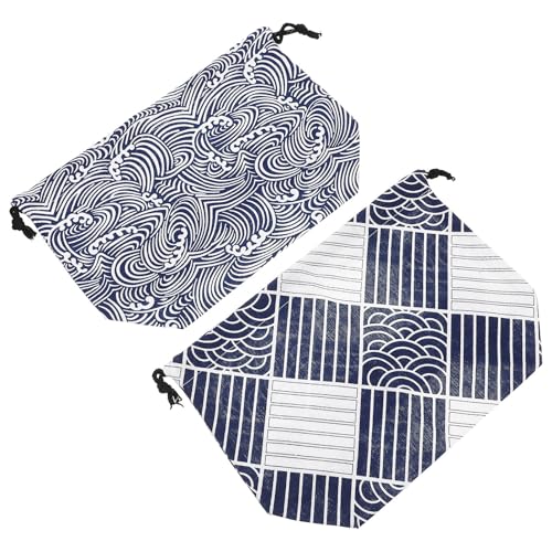 FESTFENDS Bolsa de Almuerzo Tipo Bento 2 Piezas Decorativa Estilo Japonés para Estudiantes y Oficina Tela Lavable y Ligera