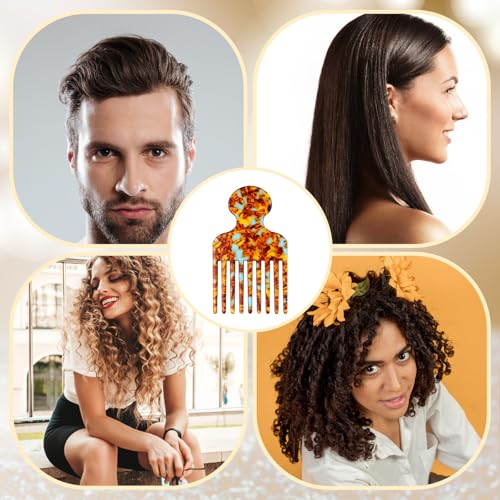 Peine para cabello rizado con dientes anchos 12.3 cm marrón miniatura 3