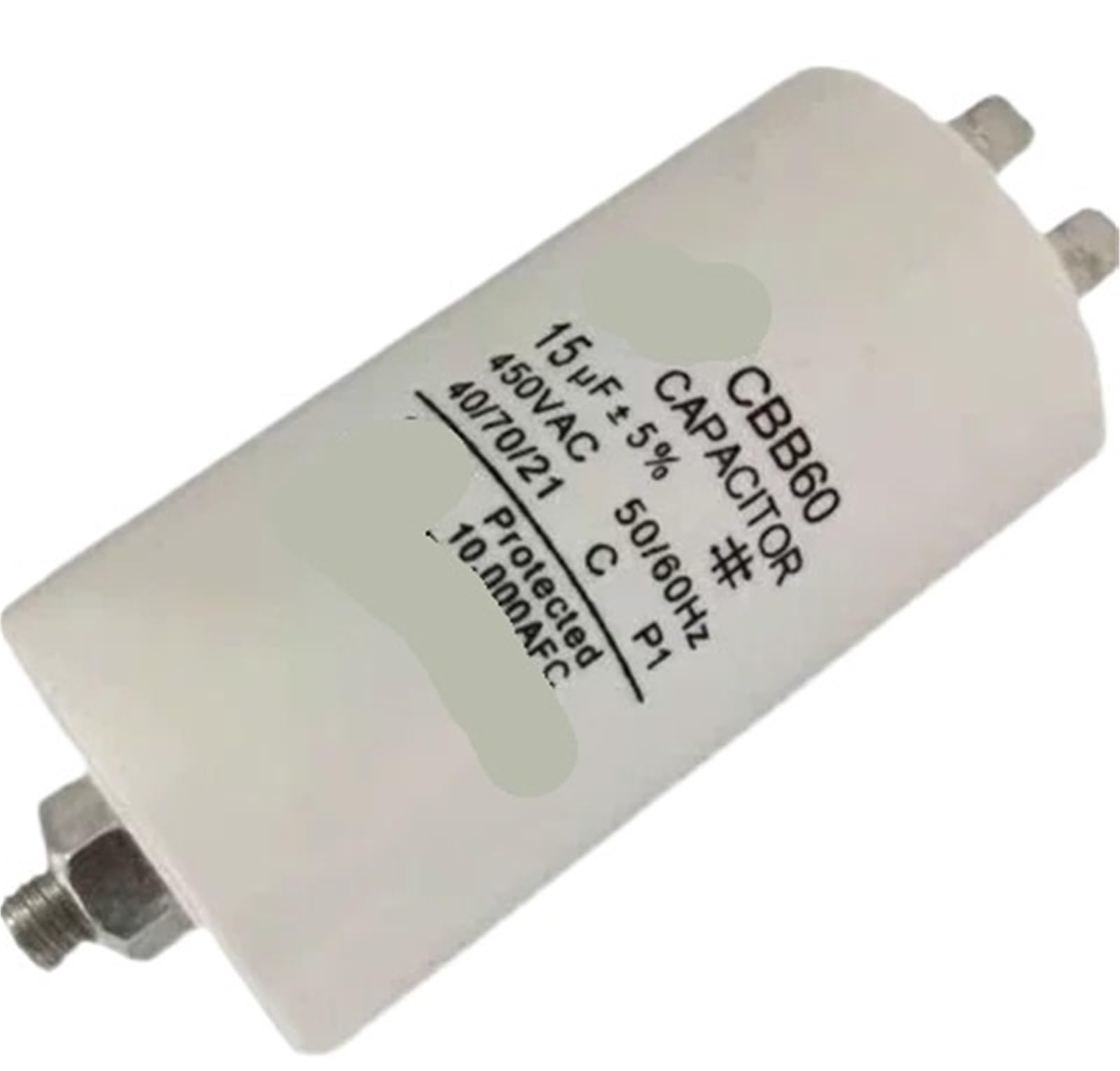 Condensador de arranque de motor CBB60 de 450 V CA, 4/5/6/8/10/12/14/15/16/18/20/25/30/35/40/45/50 uf, cuatro pines con tornillo inferior.(25uf 450V)