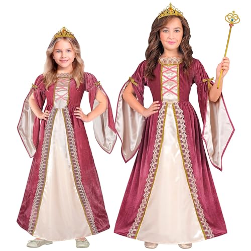 W WIDMANN MILANO Party Fashion - Kinderkostüm Mittelalter Prinzessin, Kleid mit Krone, Königin, Märchen Kostüm