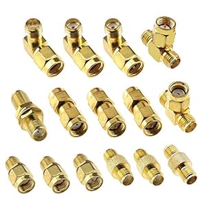 15 stuks RF coaxiale connectorset, SMA en RP SMA messing geassorteerde stekkeradapter – rechte hoek, recht, drieweg type