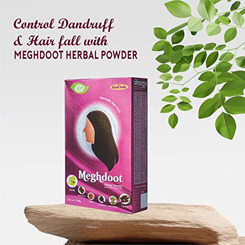 Image of Meghdoot Ayurvedic Powder for Dandruff Control & Oily Scalp, Enriched with Amla, Reetha, Shikakai, Methi, Nagarmotha, Bhringraj, 100% Natural Herbs, Sulphate and Paraben Free, 200g Each (Pack of 2)