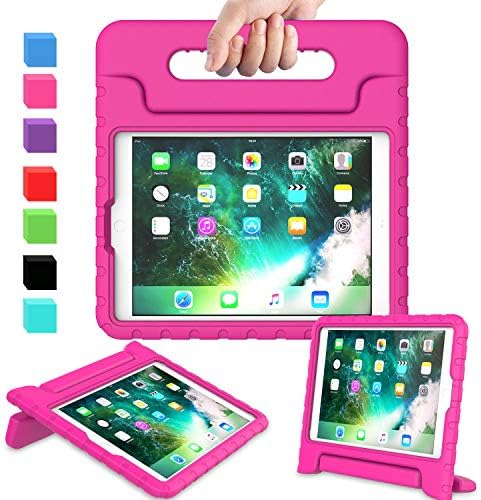 AVAWO Kids Case for iPad 9.7 2017/2018 & iPad Air 2 - Light Weight Shock Proof Convertible Handle Stand Friendly Kids Case for 9.7-inch iPad 5th & 6th Gen, iPad Air 1 & iPad Air 2 - Magenta/Rose