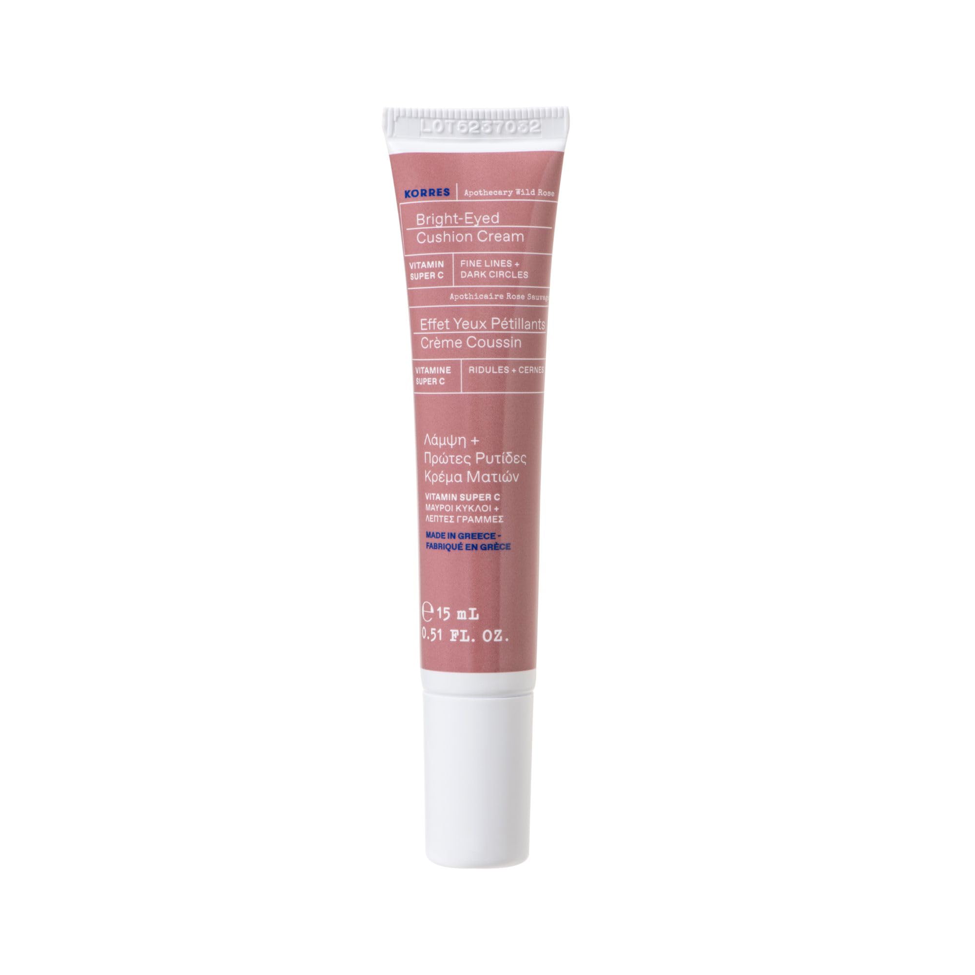 KORRES APOTHECARY WILD ROSE feuchtigkeitsspendende Augencreme für einen strahlenden Teint, für trockene, fahle Haut geeignet, vegan, 15 ml