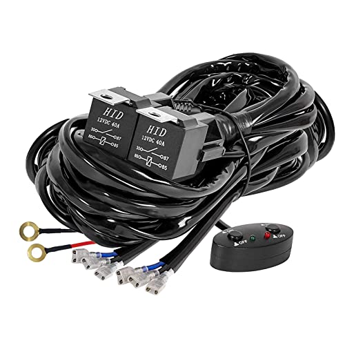 YUGAUNG Update Version LED Barre Faisceau Câble 3M 480W 14AWG 3 Fils Câblage Etanche LED Faisceau Avec Relais et Interrupteur Universel pour Voiture SUV ATV Camion 1 Câble Contrôler 2 Sets LED Barres