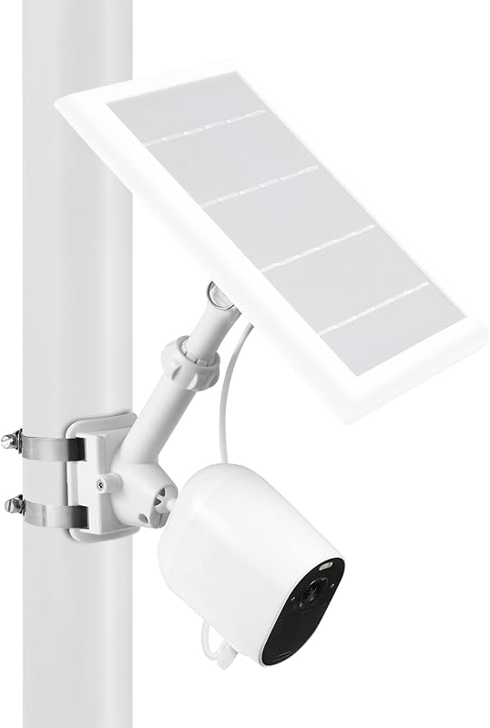 Wasserstein 2-in-1 Universal Pole Mount for Camera & Solar Panel Compatible with Wyze, Blink, Ring, Arlo, Eufy Camera (White)