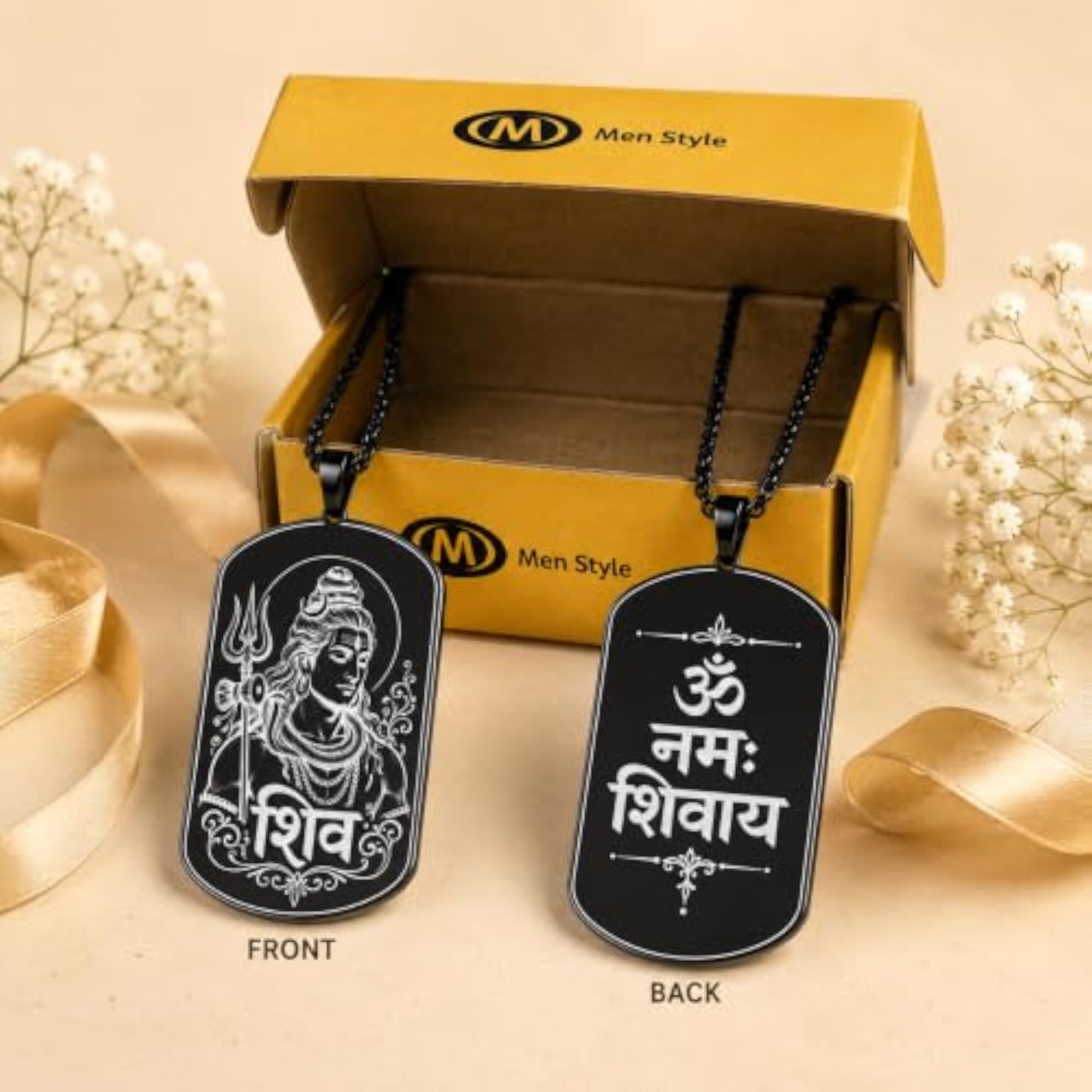 Lord Shiva Pendant Necklace with Om Namah Shivaya Engraved