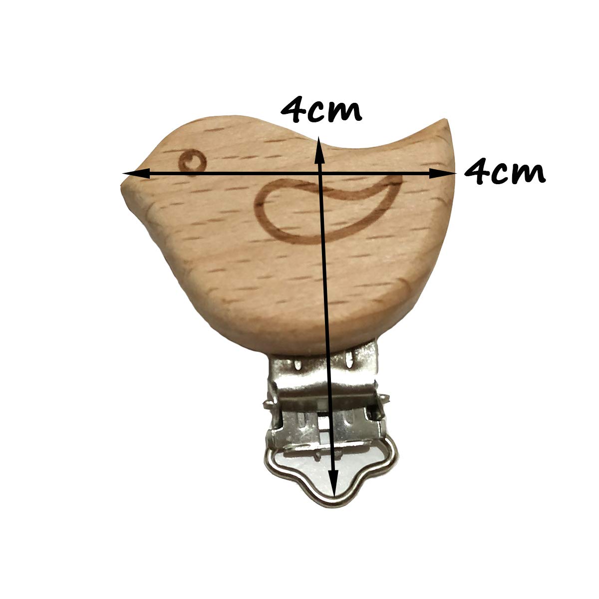 20pcs Natural Wood Suspender Pacifier Clips Cute Beech Wooden Animal Bird Shape Clips DIY Beading Pacifier Chain Accessory