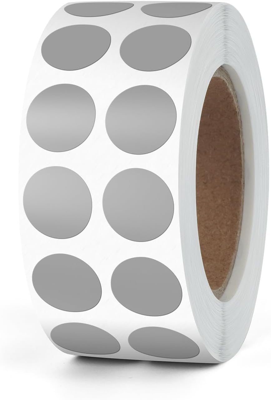Round Stickers Grey 13mm Circle Labels with Color Coding Dot Sticker Waterproof Removable Roll of 2000
