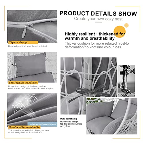 DZKJ Mit Kopfkissen Schaukel Hängekorb Sitzkissen, Abnehmbarer Hängekorb Sitzkissen, Verdicken Hängendes Ei Stuhlkissen, für Balkon hängender Korb Schaukelstuhl(nur Kissen) – Bild 3