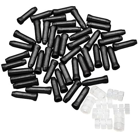 KEYWELL 80PCS Cable End Crimps-Bike Brake Cable End Caps, Cable Caps for Bicycle Shift Alloy,8PCS O-Ring Brake Cable Rubber Donuts Included for Mountain & Road Bikes (Black) Cover