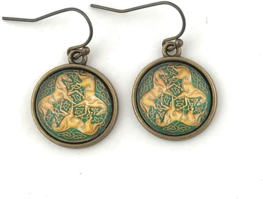 Celtic Horse Earrings - Three Horses with Celtic Knot - Handmade