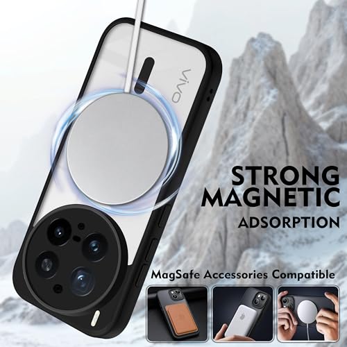 Image of V-TAN Back Cover for Vivo X300 Pro 5G | TPU | Transparent Crystal Clear Magnetic Case Compatible with X300 Pro | Camera Protective Shockproof Mobile Cover Design (Black)
