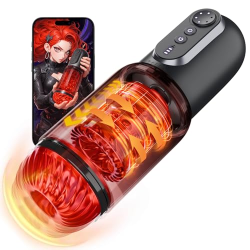 Male Masturbator Sex Toys for Men CHARMIY APP Control Pocket Pussy Stroker with 5 Thrusting Rotating Licking & Sucking Modes Waterproof Interactive Toy Penis Pump with CVT Speed & Power Display