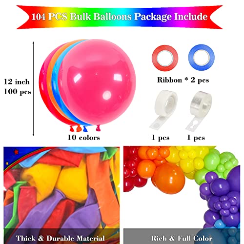 Funtoob Rainbow Balloons 12 Inch 100 Pcs Party Balloons Colorful Latex Balloons Helium Matte Assorted Balloons For Birthday Wedding Graduation Baby Shower Mother's Day Party Decorations (Rainbow) #TOP1