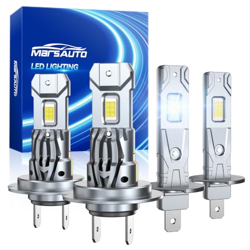 Image of Marsauto M1S H1 H7 LED Bulbs Combo, 80000LM 6000K Cool White Super Bright, 2 Pairs H1+H7 LED Fog Light Replacement, Plug and Play, 60,000+ Hours Lifespan, 4-Pack for ATV Headlights