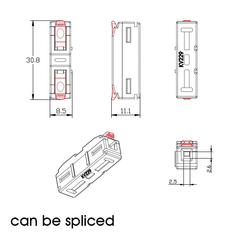 Wire Electrical Connector 1 2 Pin Splicing Terminal Blocks LED Strip Lighting Quick Connectors Conductor Conector with Base(229B-3P,30PCS)