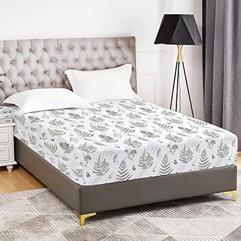 YIYEA Fitted Sheet Queen Size, Premium 1800 Thread Count Brushed Microfiber Floral Fitted Sheet Deep Pocket Up to 16inch, Ultra Soft, Wrinkle and Fade Resistant (Queen) Cover
