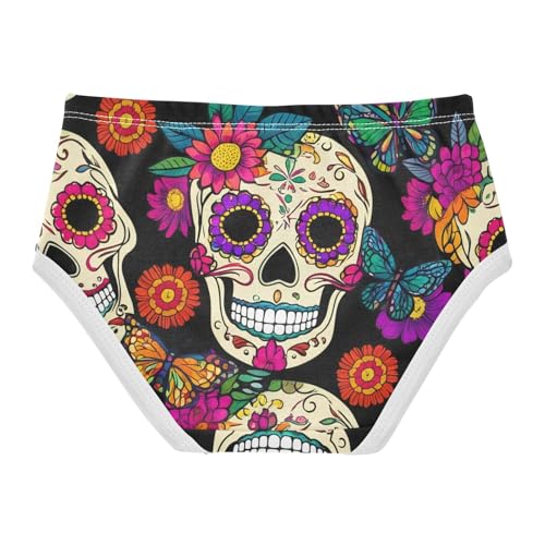 Colorful Sugar Skulls Flowers Black Toddler Girls Underwear 2t Cotton Girl Panties Cute Personalized Briefs Undies Kids2