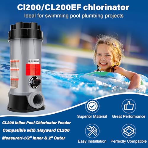 CL200 Inline Chlorinator Replacement for Hayward CL200EF Chlorine Feeder, Inground Pool Inline Automatic Chlorinator Feeder, High-Grade ABS Material, Easy to Use (2 O-Rings) by LONGADS - Image 2