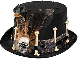 Boland 10130779 Voodoo Nana Hat with Bones and Feathers Decorations, Black, One Size