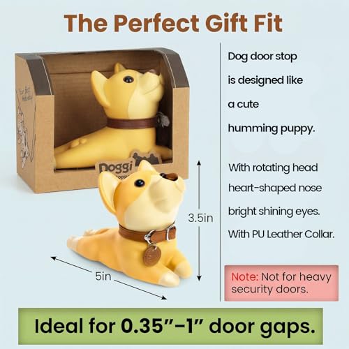 Image of DomeStar Cute Dog Door Stopper, Shiba Inu Door Stop Decorative Animal Doorstop Wedge, Yellow