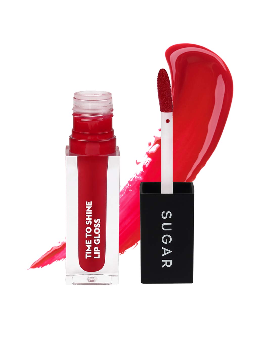 SUGAR Cosmetics Time To Shine Lip Gloss - 05 Elektra (Bright Orange Red) Non-Sticky Formula , Jojoba Oil Infused