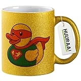 Pour les fans de paillettes : avec ceci Canard en caoutchouc super-héros La tasse à paillettes fait de chaque matin une expérience. Qu'il s'agisse d'une tasse amusante ou d'une tasse à café brillante, elle scintille et est agréable.