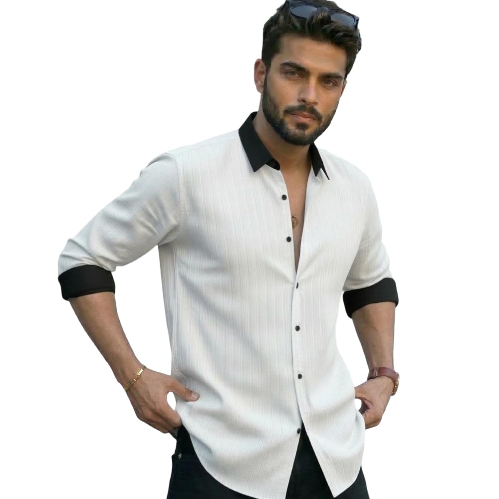 pokara Men's Casual Slim Fit Shirt | Premium Cotton Blend Stylish Shirt for Men | Full Sleeve Fashion Shirt | Party, Office & Casual Wear-picture-16