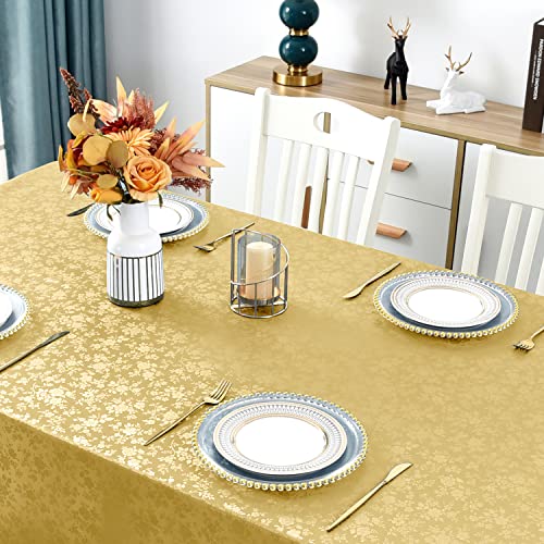 Image of Romanstile Waterproof Vinyl Tablecloth Rectangle, 52 x 70 Inch, Rose Gold | Flannel Backing Wipeable Table Cloth, Heavy Duty Plastic PU Table Cover for Kitchen Dining, Indoor & Outdoor Use
