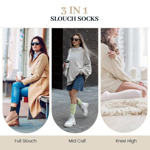 Image of Pleneal Slouchy Socks for Women Scrunch Sock Knit Chunky Crew Boot Socks