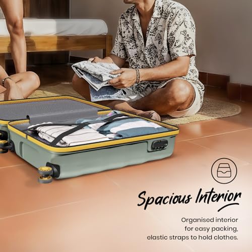 Image of Aristocrat Polycarbonate Spinner Comet Cabin Trolley Bag 56cm|Small|Hard Luggage| Smooth 8-Wheel Suitcase|Combination Lock with Sturdy Zipper|Full Fabric Convipack|3-Year International Warranty(Green)