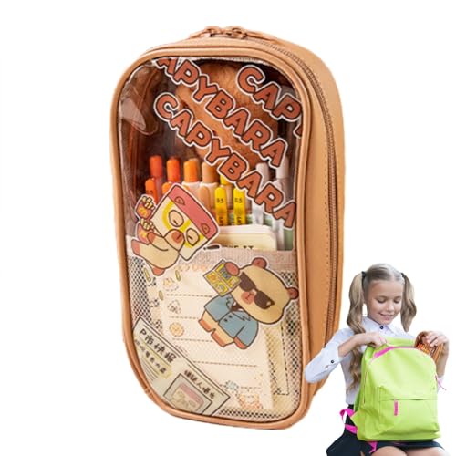 Astuccio trasparente astuccio Capybara Materiale scolastico per organizer per matite Capibara per con cerniera per pennarelli di grande capacità estetico per bam