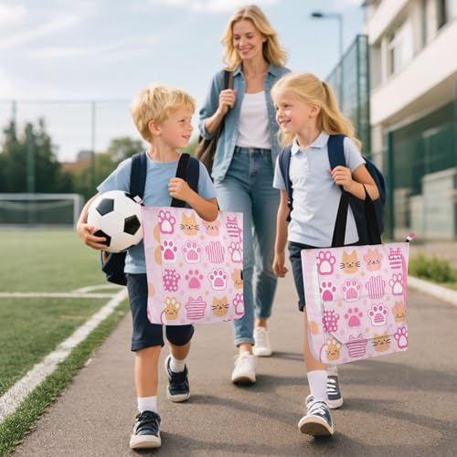 Bolsa de mano de gato rosa para llevar libros al colegio de forma cómoda 6