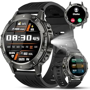Military Smart Watch for Men Answer/Make Calls, 1.39″ HD Fitness Tracker with Heart Rate/Sleep Monitor/Pedometer, 114+ Sports Mode Activity Trackers, IP68 Waterproof Outdoor Smartwatch for iOS Android