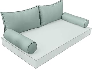 MH GLOBAL |SLIPCOVER ONLY| S2 Outdoor Bolster Back Pillow Covers Contrast Trim Crib AD002