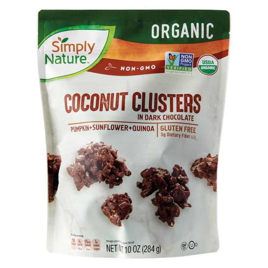 Simply Nature Organic Gluten Free Dark Chocolate Coconut Clusters (10 oz)