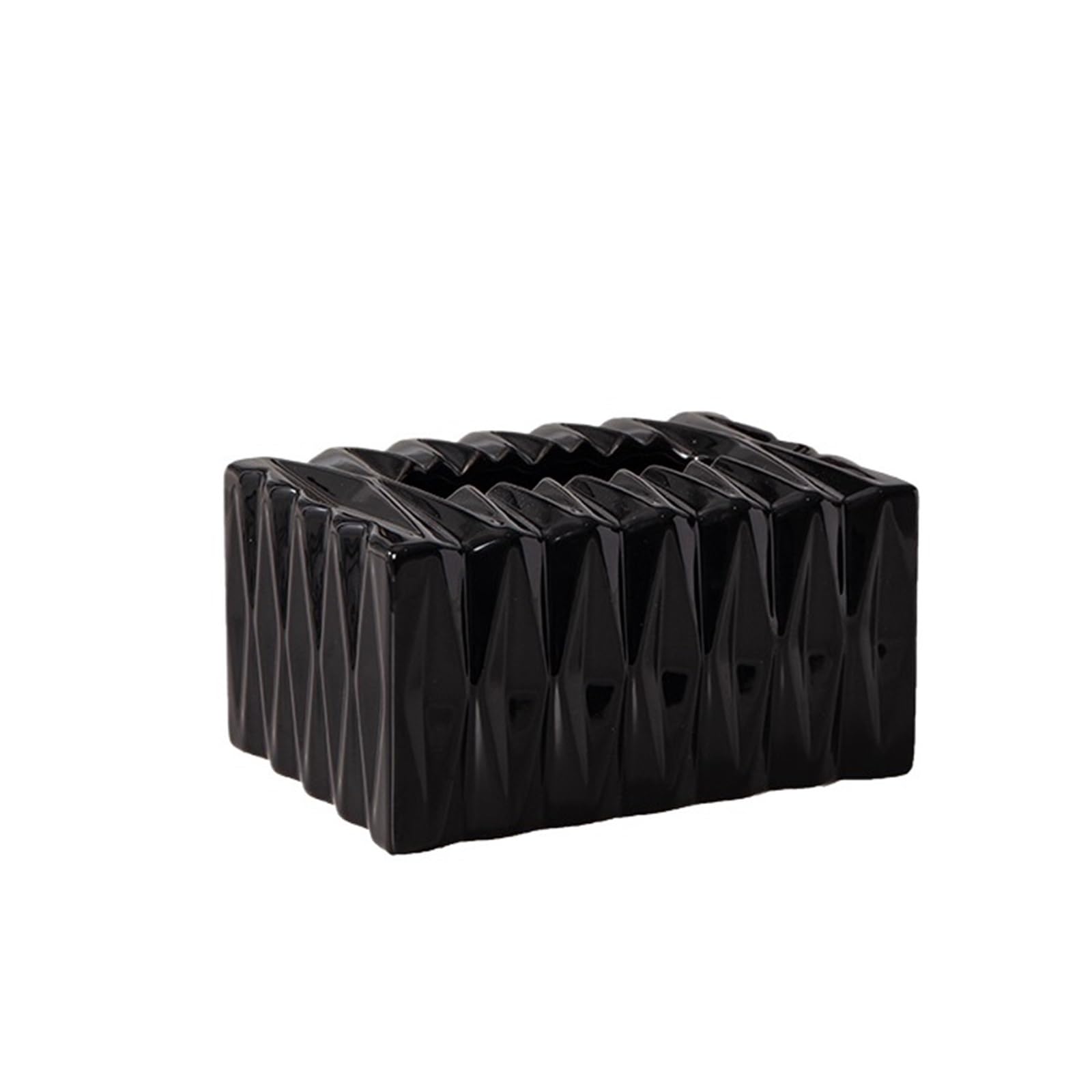 Tissue Light Luxury Ceramic Tissue Box Home Living Room Creative Napkin Facial Dispenser(Black,Large)