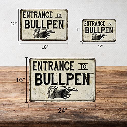 Entrance To Bullpen Sign Vintage Baseball Decor Signs Wall Decorations Room Art Tin Plaque Gift 8 X 12 High Gloss Metal 208120020153 #TOP4