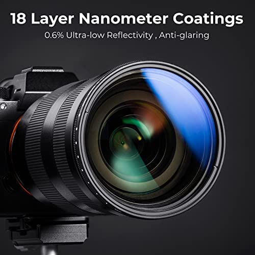 K&F CONCEPT 72mm Variable ND2-ND400 Filter+ Cap, Adjustable Neutral Density Lens Filter Multi Coated ND (Nano-K Series) - Image 2