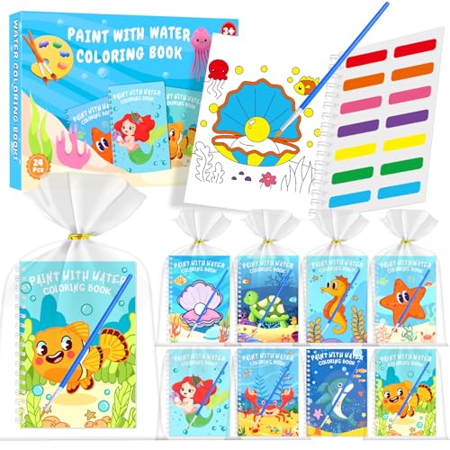 24 libri da colorare ad acqua sotto il mare bomboniere, Beach Ocean Mini libri da colorare sfusi per bambini compleanno aula Goodie Bags Stuffers, giocattoli estivi libri attività libri di fine anno